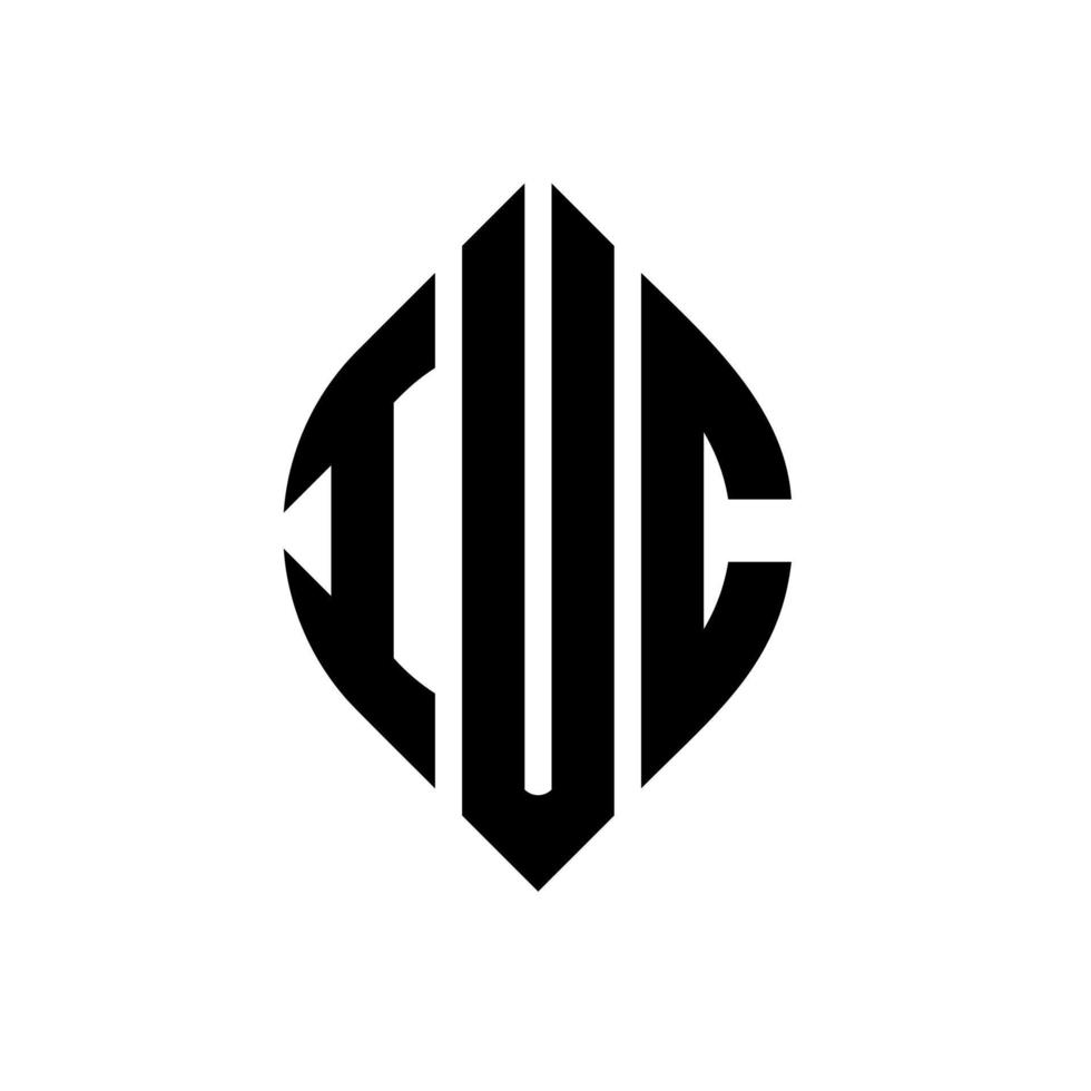 diseño de logotipo de letra de círculo iuc con forma de círculo y elipse. iuc letras elipses con estilo tipográfico. las tres iniciales forman un logo circular. vector de marca de letra de monograma abstracto del emblema del círculo iuc.