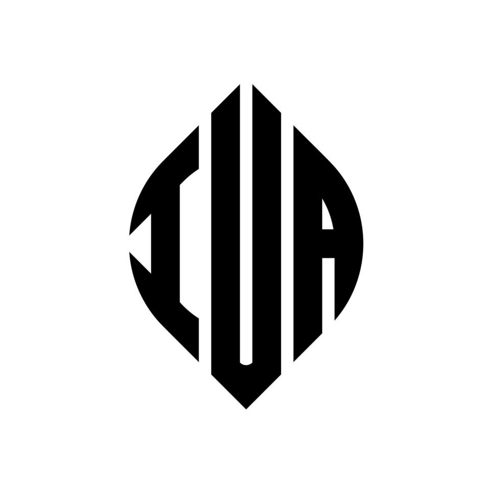 diseño de logotipo de letra circular iua con forma de círculo y elipse. iua elipse letras con estilo tipográfico. las tres iniciales forman un logo circular. vector de marca de letra de monograma abstracto del emblema del círculo iua.