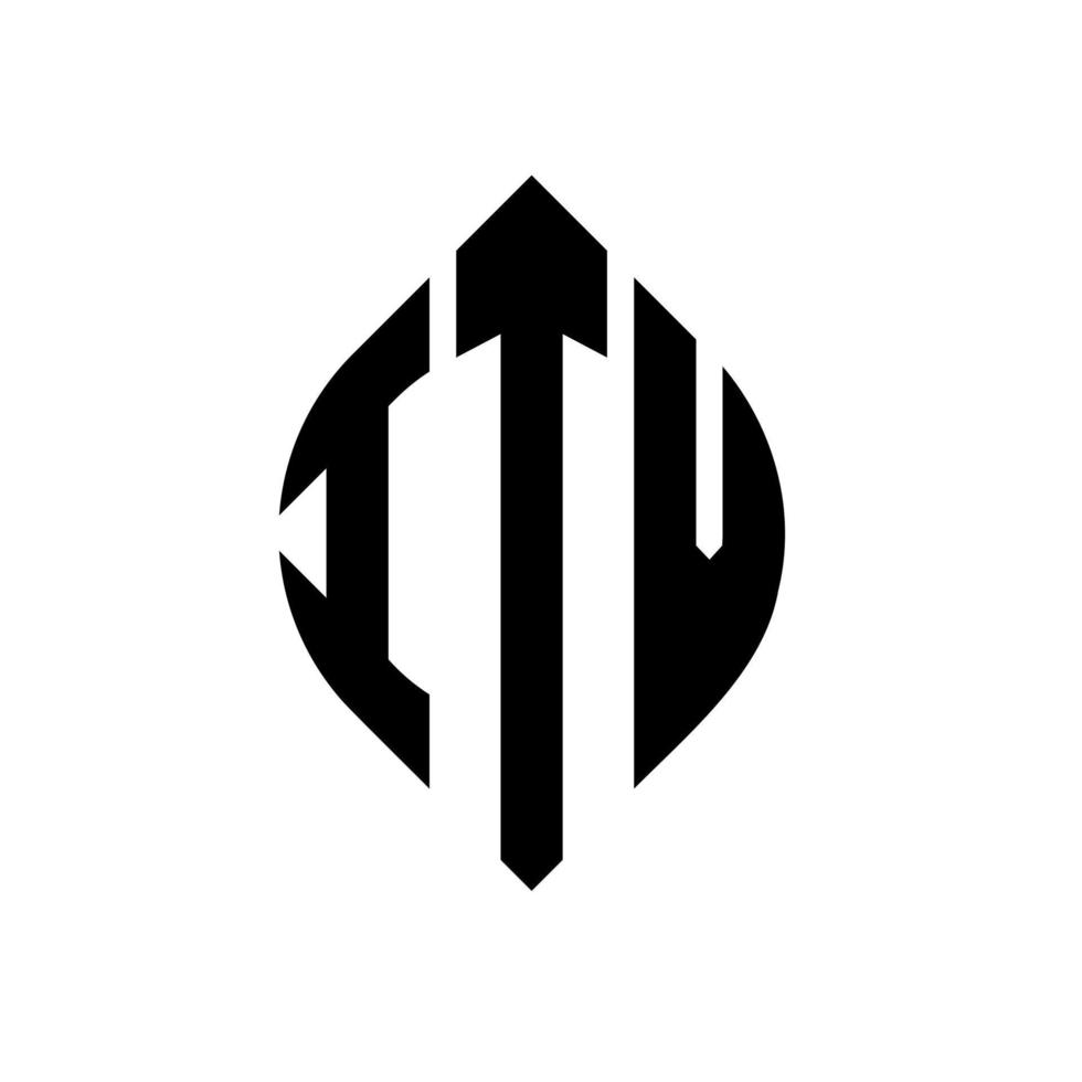 diseño de logotipo de letra circular itv con forma de círculo y elipse. itv letras elipses con estilo tipográfico. las tres iniciales forman un logo circular. vector de marca de letra de monograma abstracto del emblema del círculo itv.