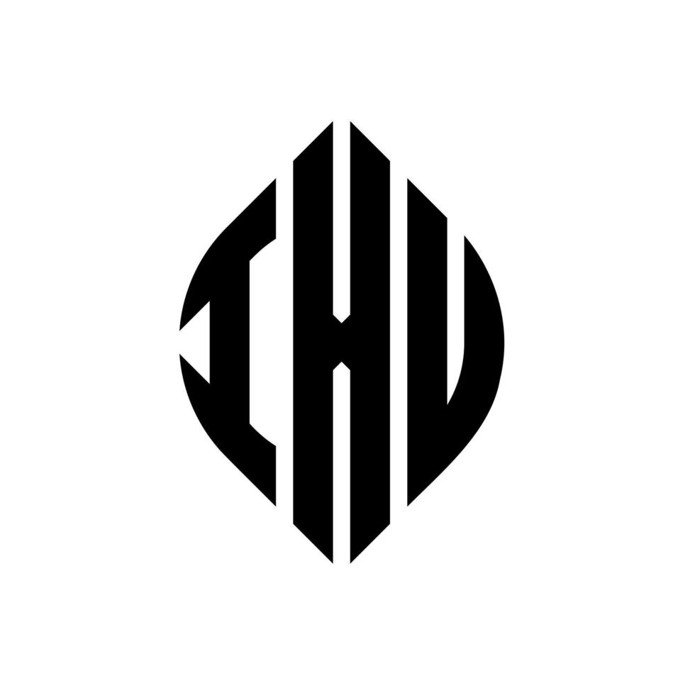 IXU circle letter logo design with circle and ellipse shape. IXU ellipse letters with typographic style. The three initials form a circle logo. IXU Circle Emblem Abstract Monogram Letter Mark Vector. vector