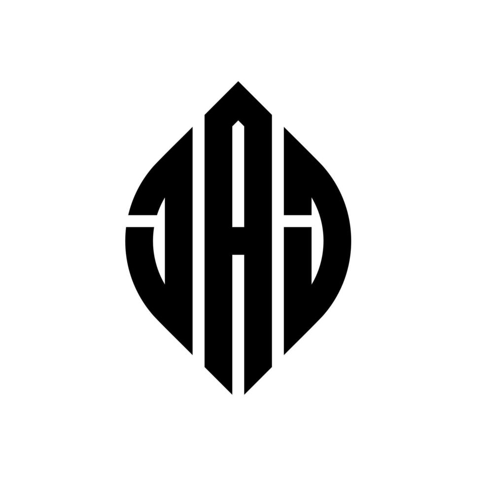 diseño de logotipo de letra de círculo jaj con forma de círculo y elipse. jaj letras elipses con estilo tipográfico. las tres iniciales forman un logo circular. vector de marca de letra de monograma abstracto del emblema del círculo jaj.