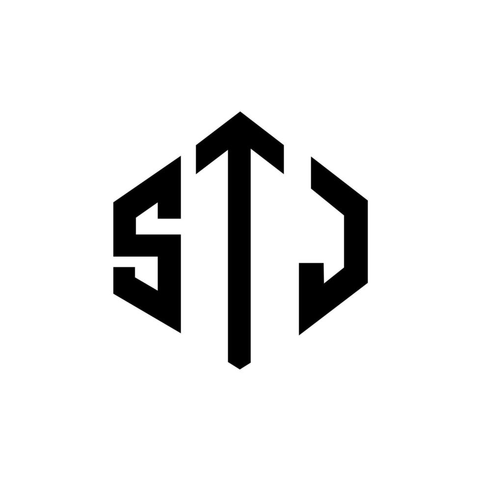 STJ letter logo design with polygon shape. STJ polygon and cube shape logo design. STJ hexagon vector logo template white and black colors. STJ monogram, business and real estate logo.