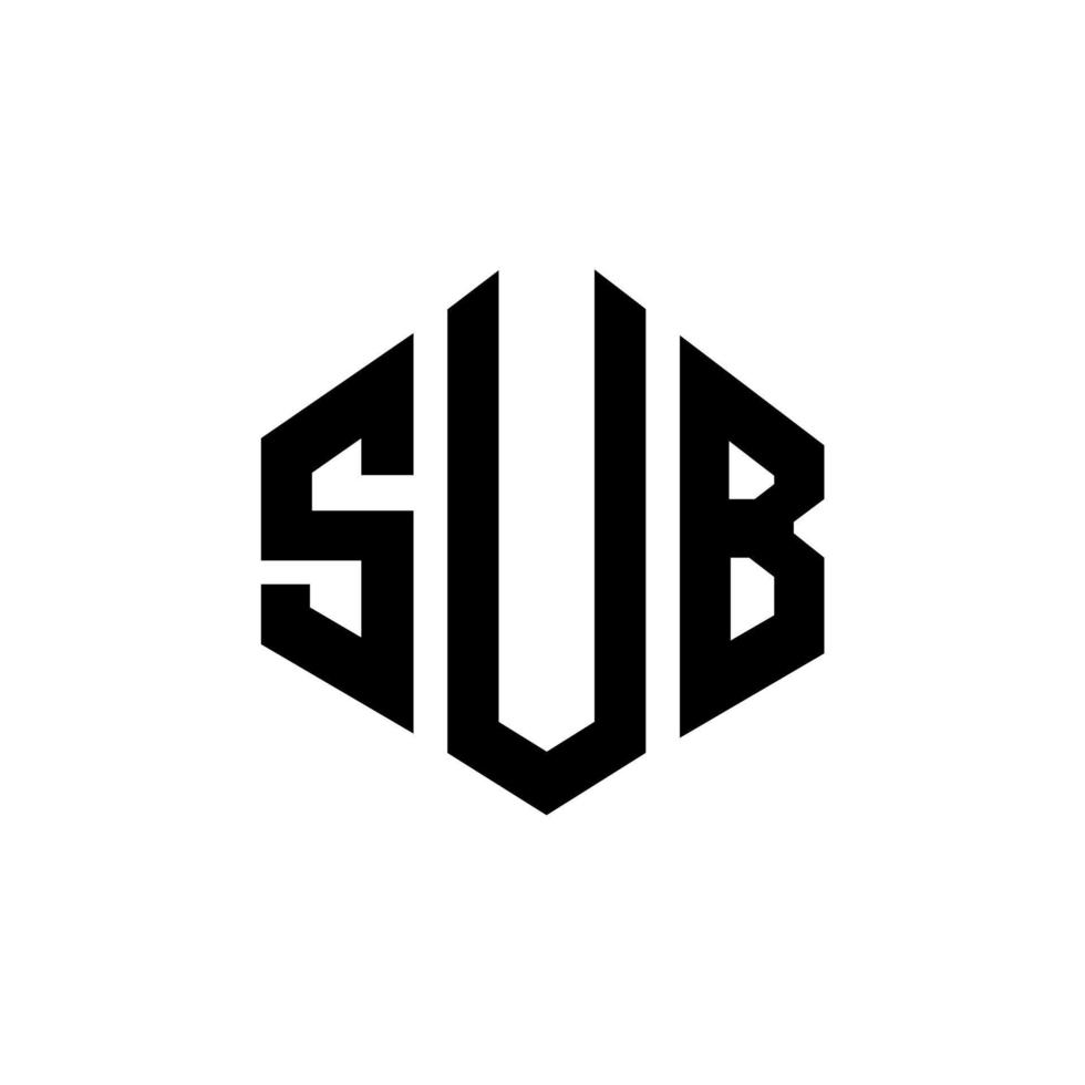 diseño de logotipo de subcarta con forma de polígono. diseño de logotipo en forma de subpolígono y cubo. plantilla de logotipo vectorial subhexágono colores blanco y negro. sub monograma, logo comercial e inmobiliario. vector