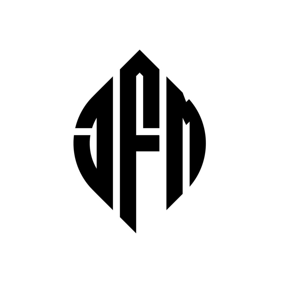 JFM circle letter logo design with circle and ellipse shape. JFM ellipse letters with typographic style. The three initials form a circle logo. JFM Circle Emblem Abstract Monogram Letter Mark Vector. vector
