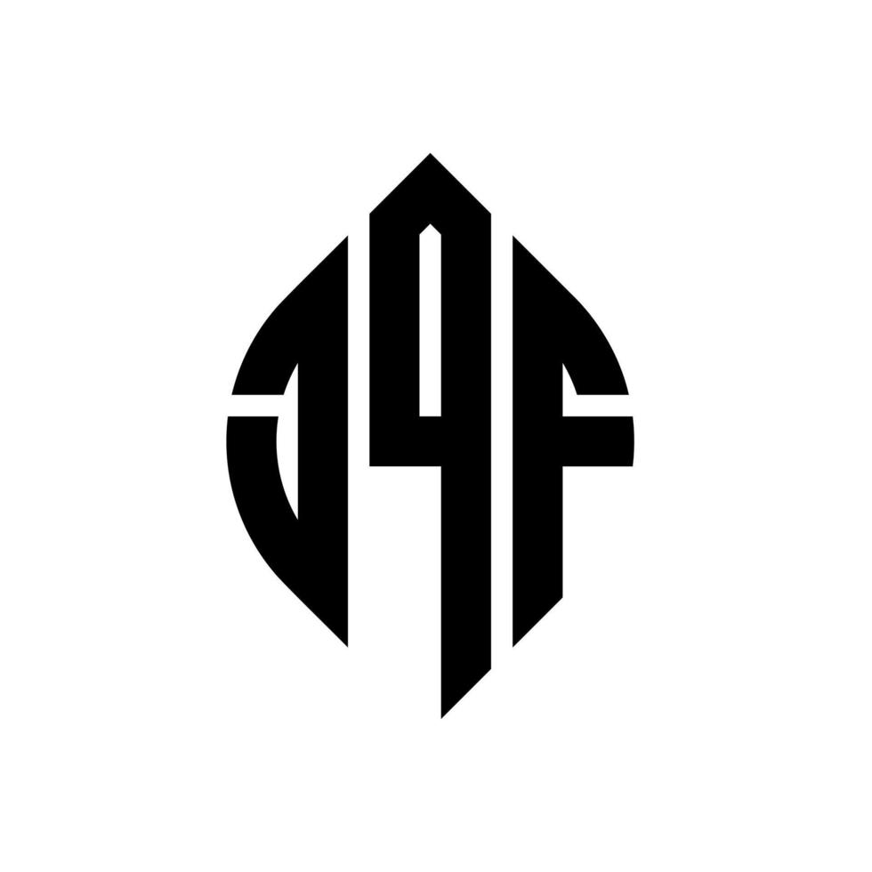 diseño de logotipo de letra circular jqf con forma de círculo y elipse. jqf letras elipses con estilo tipográfico. las tres iniciales forman un logo circular. vector de marca de letra de monograma abstracto del emblema del círculo jqf.