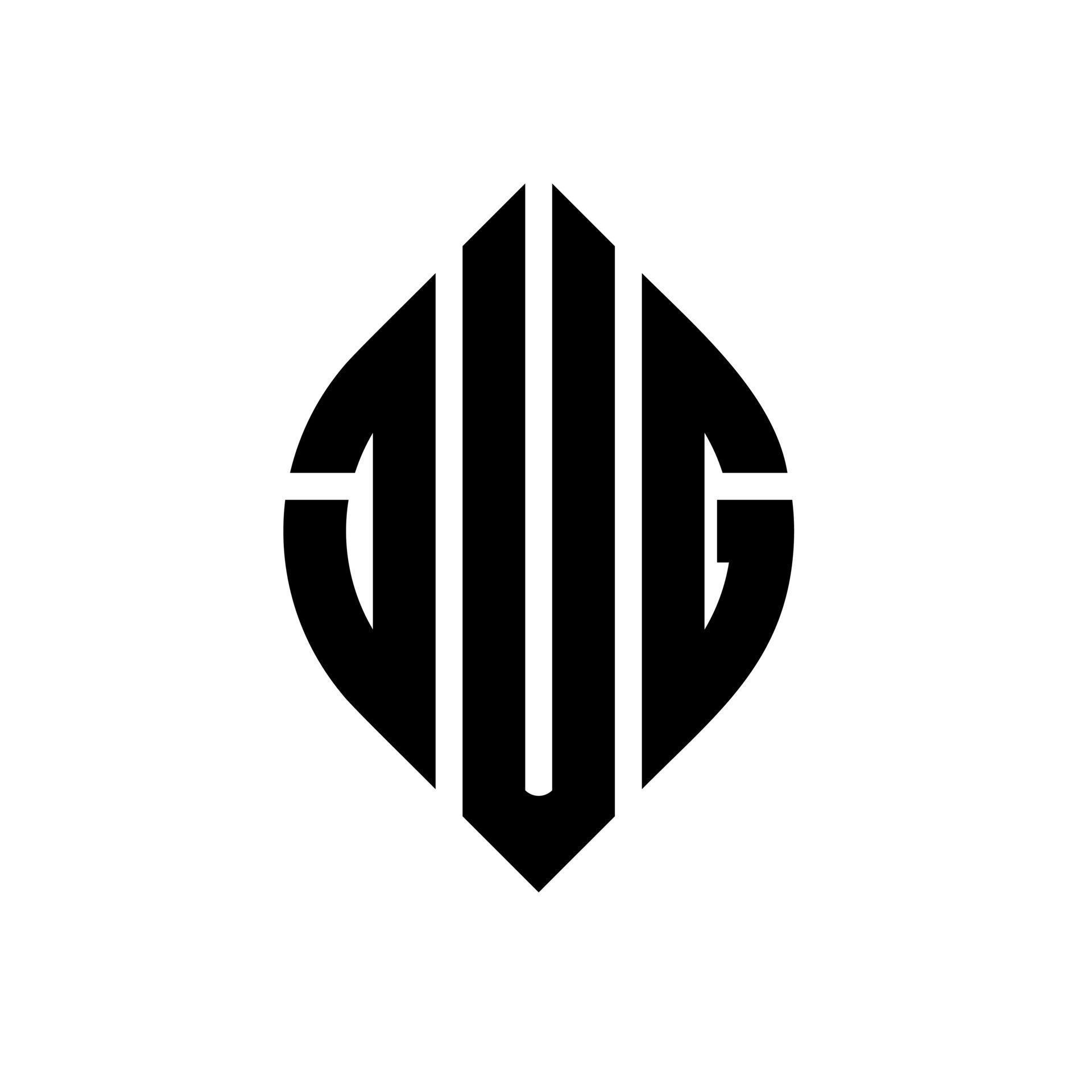 JUG circle letter logo design with circle and ellipse shape. JUG ellipse letters with