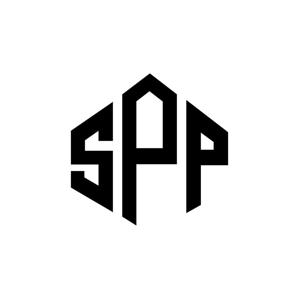 diseño de logotipo de letra spp con forma de polígono. diseño de logotipo en forma de cubo y polígono spp. plantilla de logotipo vectorial hexagonal spp colores blanco y negro. monograma spp, logotipo comercial e inmobiliario. vector