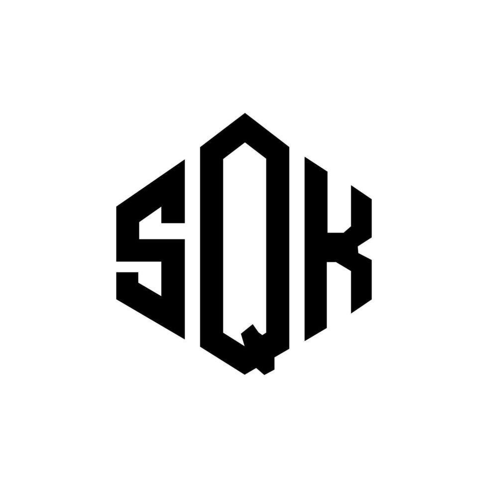 SQK letter logo design with polygon shape. SQK polygon and cube shape logo design. SQK hexagon vector logo template white and black colors. SQK monogram, business and real estate logo.