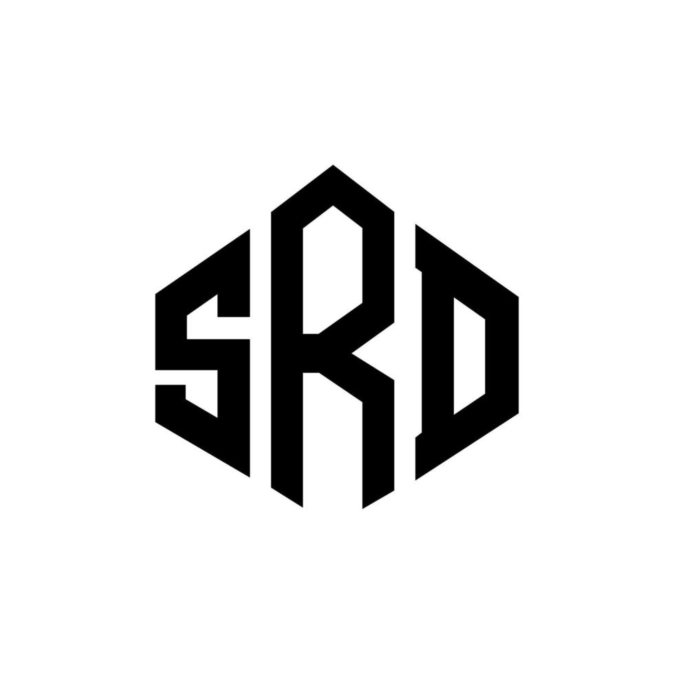 diseño de logotipo de letra srd con forma de polígono. diseño de logotipo en forma de cubo y polígono srd. plantilla de logotipo vectorial hexagonal srd colores blanco y negro. monograma srd, logotipo comercial e inmobiliario. vector