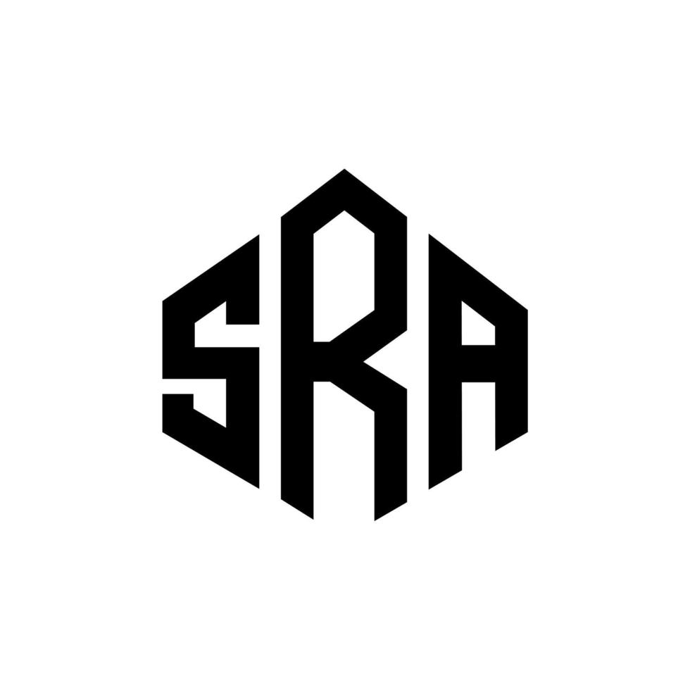 diseño de logotipo de letra sra con forma de polígono. diseño de logotipo en forma de cubo y polígono sra. plantilla de logotipo vectorial hexagonal sra colores blanco y negro. monograma sra, logotipo empresarial y inmobiliario. vector