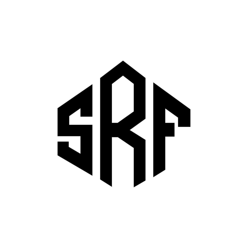 SRF letter logo design with polygon shape. SRF polygon and cube shape logo design. SRF hexagon vector logo template white and black colors. SRF monogram, business and real estate logo.