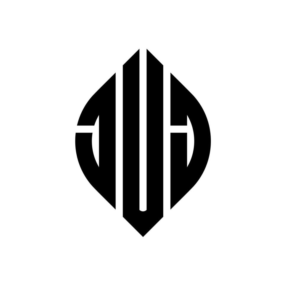 diseño de logotipo de letra de círculo juj con forma de círculo y elipse. juj letras elipses con estilo tipográfico. las tres iniciales forman un logo circular. vector de marca de letra de monograma abstracto del emblema del círculo juj.