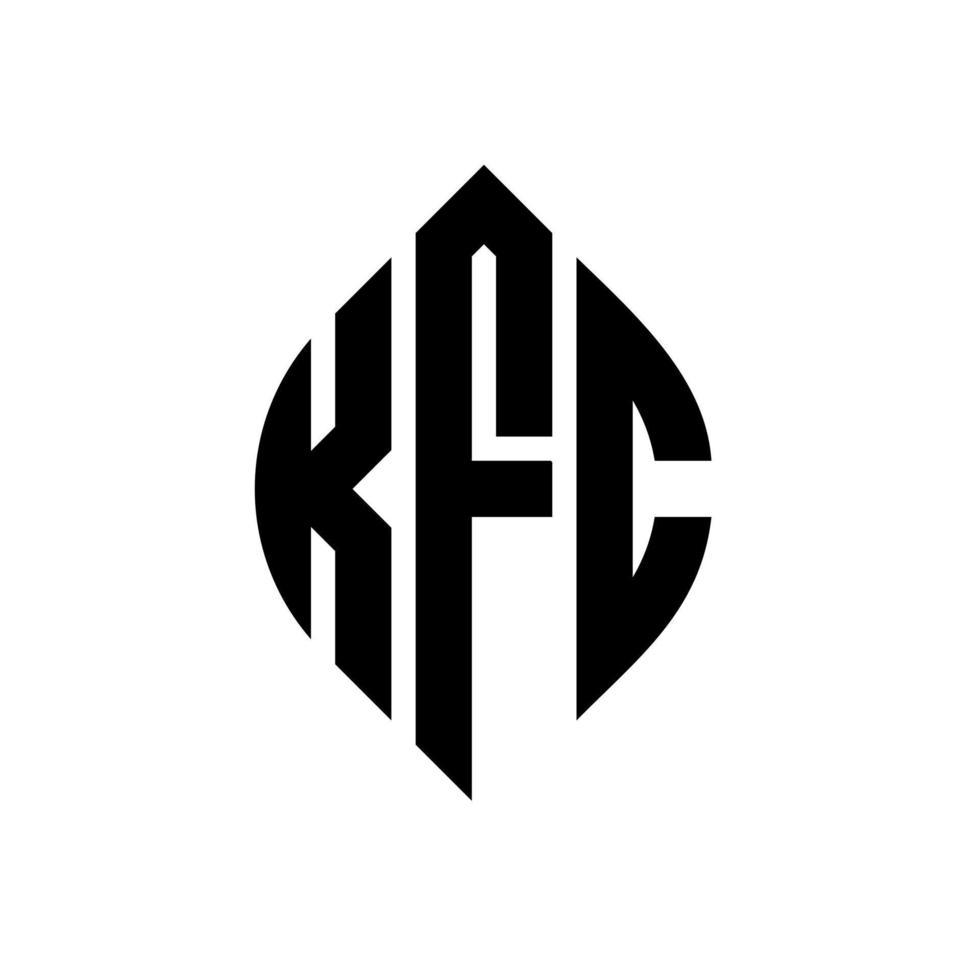 diseño de logotipo de letra de círculo kfc con forma de círculo y elipse. kfc letras elipses con estilo tipográfico. las tres iniciales forman un logo circular. vector de marca de letra de monograma abstracto del emblema del círculo kfc.