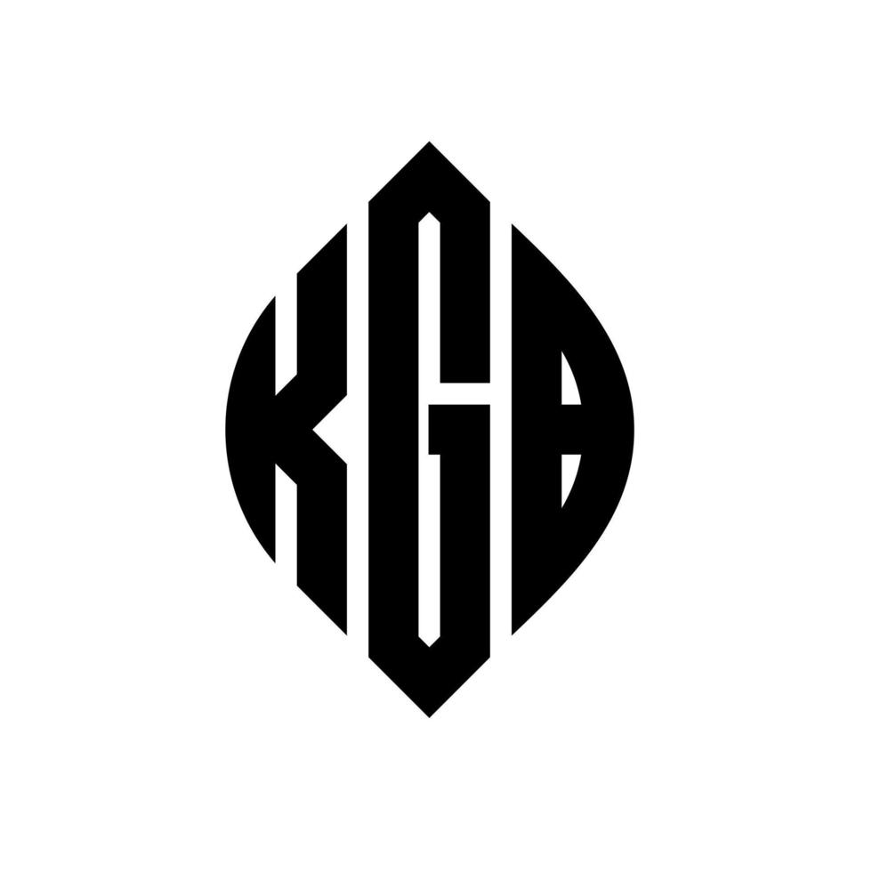 KGB circle letter logo design with circle and ellipse shape. KGB ellipse letters with typographic style. The three initials form a circle logo. KGB Circle Emblem Abstract Monogram Letter Mark Vector. vector