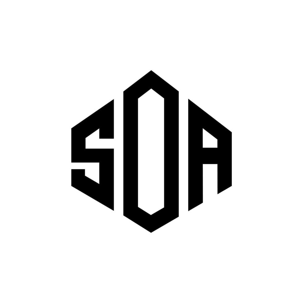 SOA letter logo design with polygon shape. SOA polygon and cube shape logo design. SOA hexagon vector logo template white and black colors. SOA monogram, business and real estate logo.