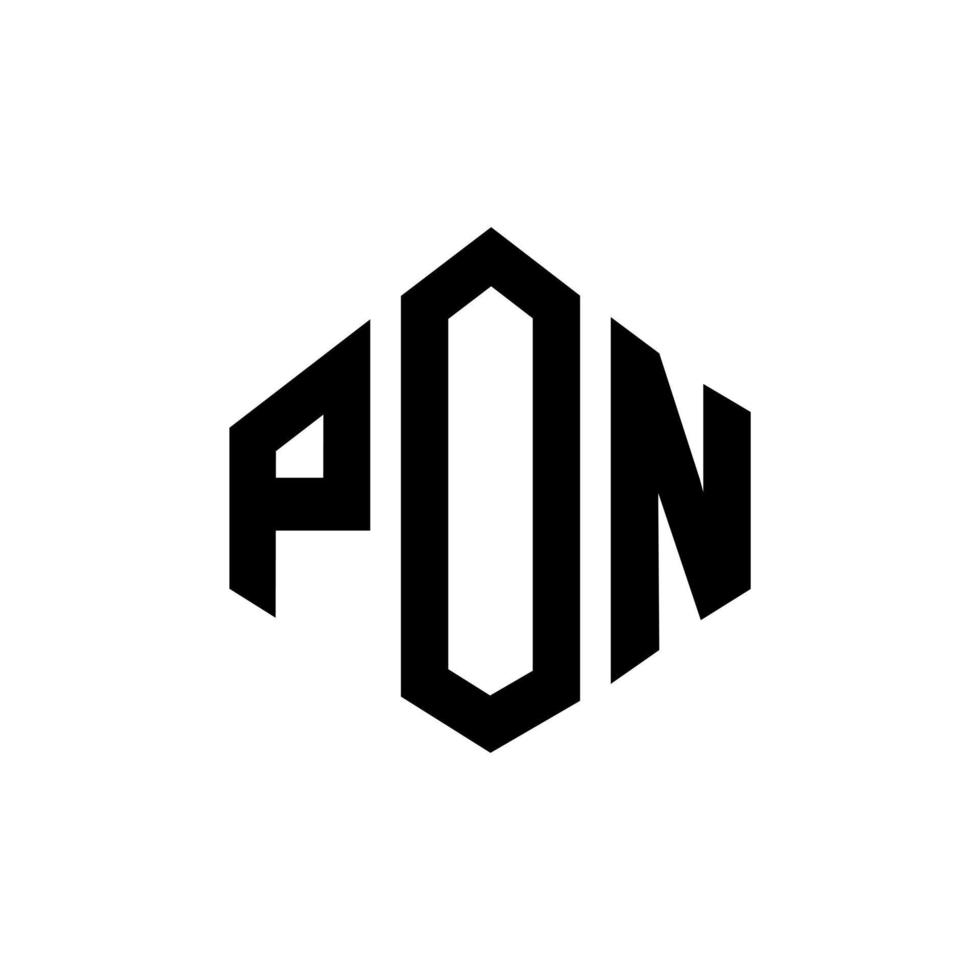 diseño de logotipo de letra pon con forma de polígono. pon polígono y diseño de logotipo en forma de cubo. pon hexágono vector logo plantilla colores blanco y negro. pon monograma, logotipo comercial e inmobiliario.