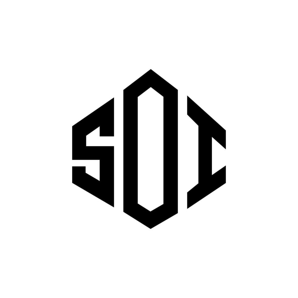 SOI letter logo design with polygon shape. SOI polygon and cube shape logo design. SOI hexagon vector logo template white and black colors. SOI monogram, business and real estate logo.