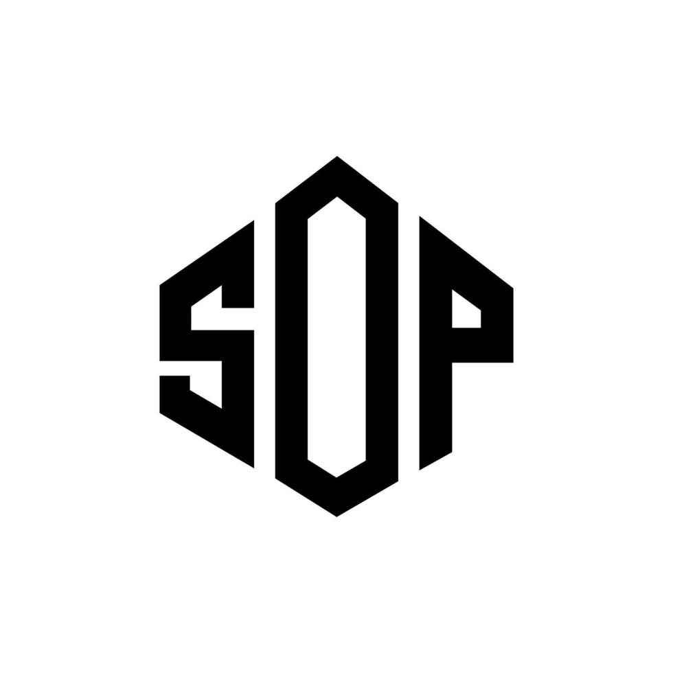 SOP letter logo design with polygon shape. SOP polygon and cube shape logo design. SOP hexagon vector logo template white and black colors. SOP monogram, business and real estate logo.