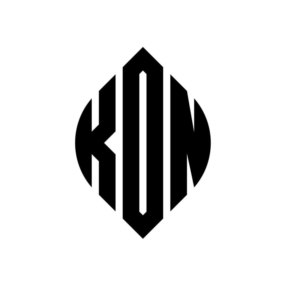 diseño de logotipo de letra de círculo kon con forma de círculo y elipse. kon letras elipses con estilo tipográfico. las tres iniciales forman un logo circular. kon círculo emblema resumen monograma letra marca vector. vector