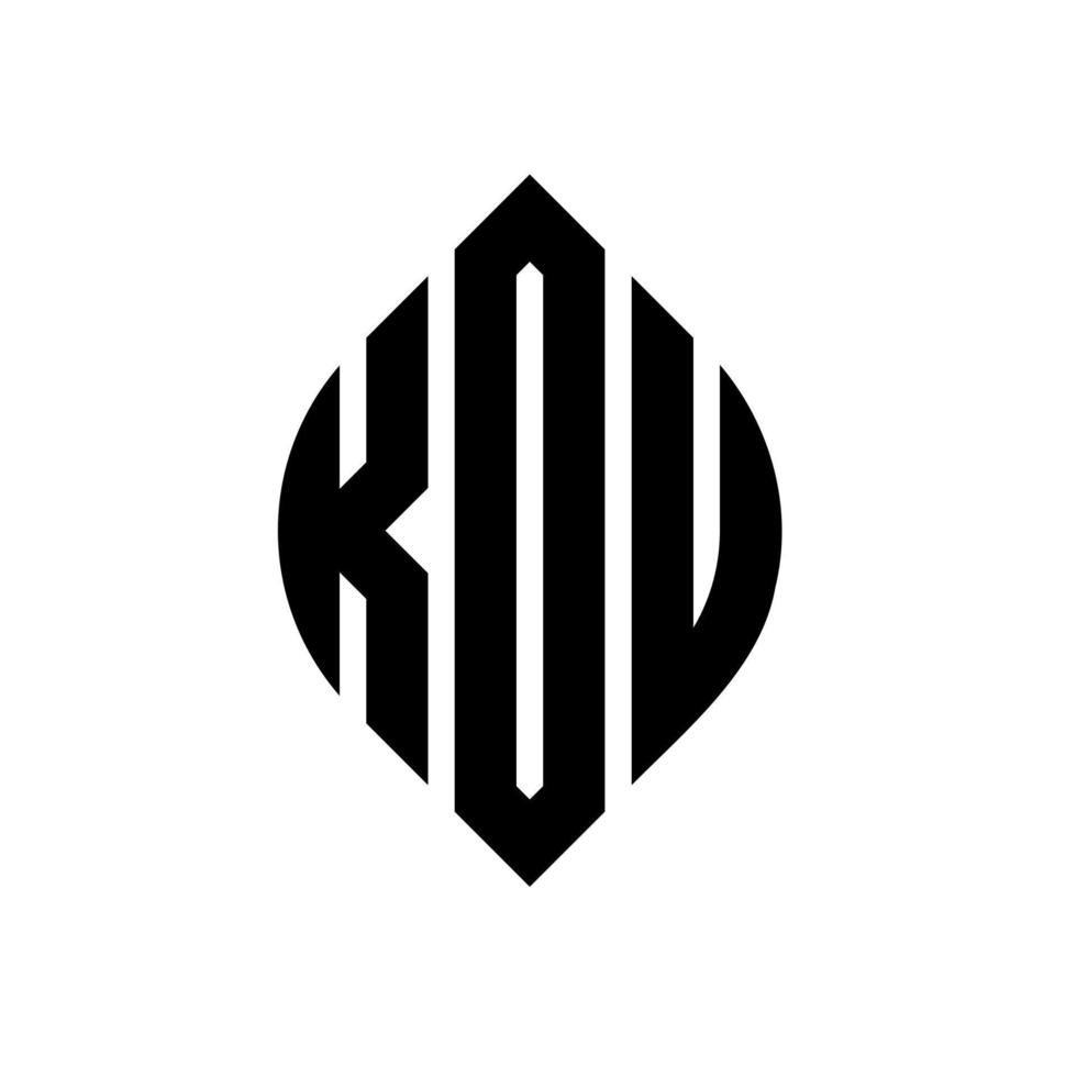 diseño de logotipo de letra de círculo kou con forma de círculo y elipse. letras de elipse kou con estilo tipográfico. las tres iniciales forman un logo circular. vector de marca de letra de monograma abstracto del emblema del círculo kou.