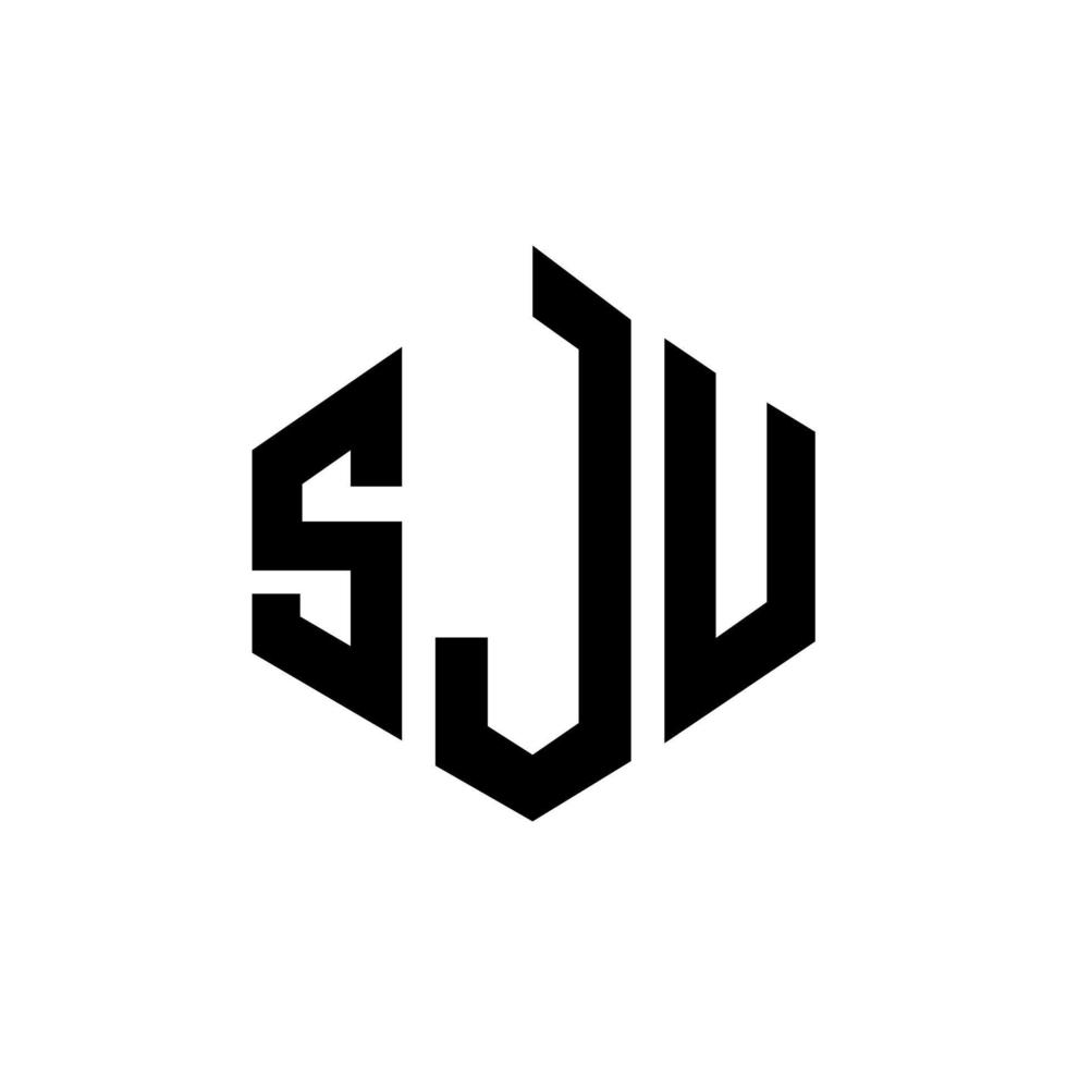 SJU letter logo design with polygon shape. SJU polygon and cube shape logo design. SJU hexagon vector logo template white and black colors. SJU monogram, business and real estate logo.