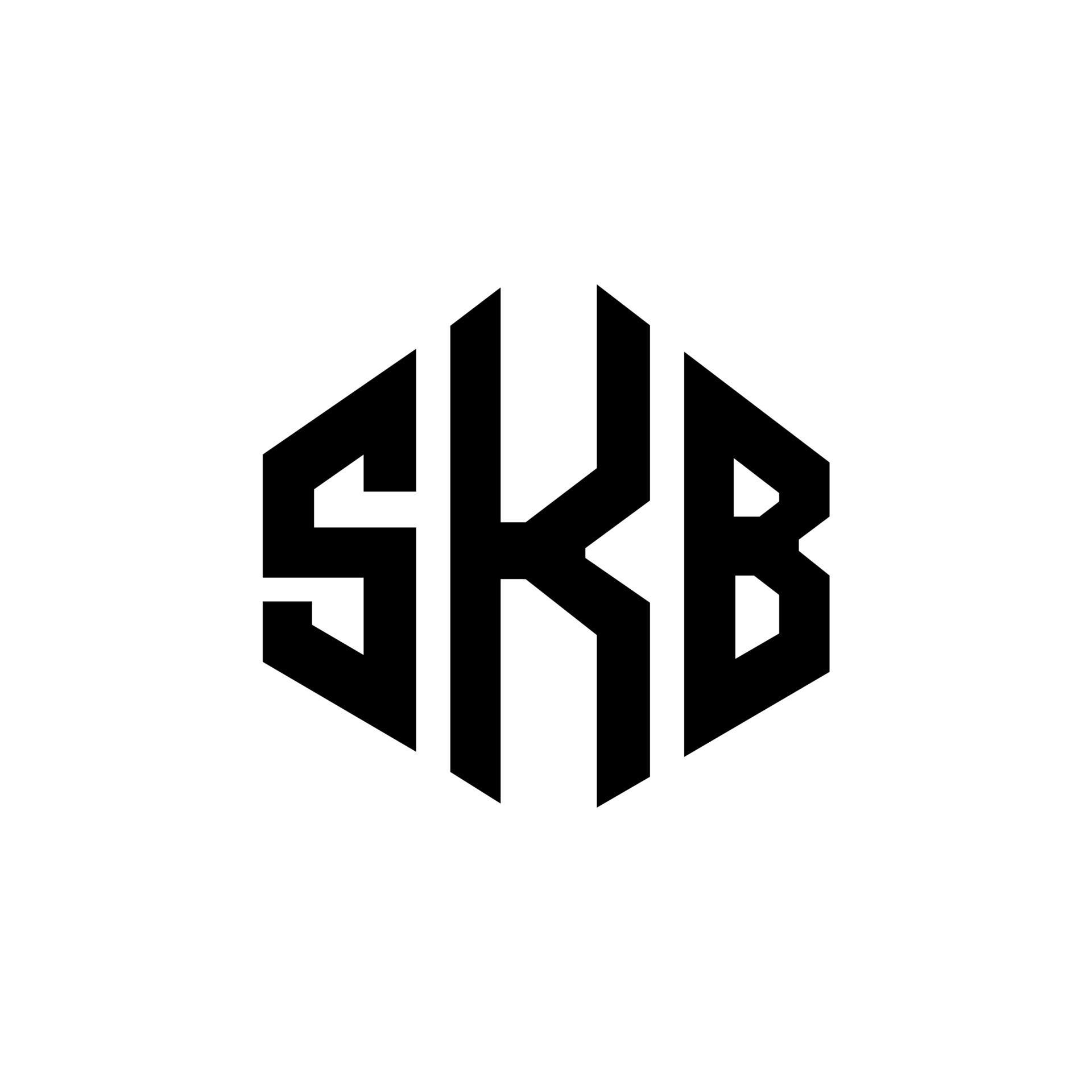 SKB letter logo design with polygon shape. SKB polygon and cube shape