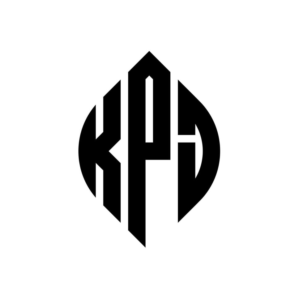 diseño de logotipo de letra circular kpj con forma de círculo y elipse. letras de elipse kpj con estilo tipográfico. las tres iniciales forman un logo circular. vector de marca de letra de monograma abstracto del emblema del círculo kpj.