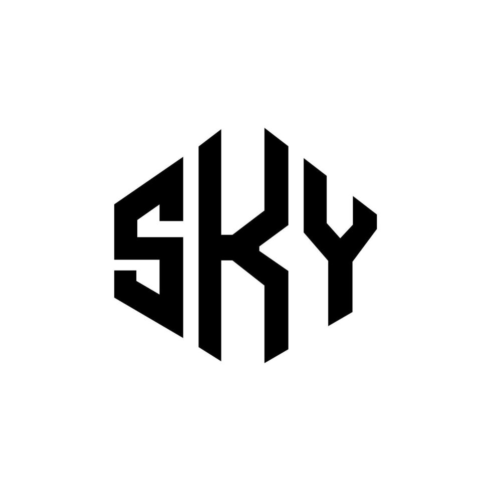 SKY letter logo design with polygon shape. SKY polygon and cube shape logo design. SKY hexagon vector logo template white and black colors. SKY monogram, business and real estate logo.