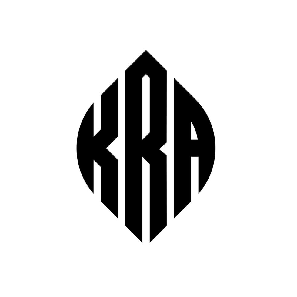 diseño de logotipo de letra de círculo kra con forma de círculo y elipse. letras de elipse kra con estilo tipográfico. las tres iniciales forman un logo circular. vector de marca de letra de monograma abstracto del emblema del círculo de kra.