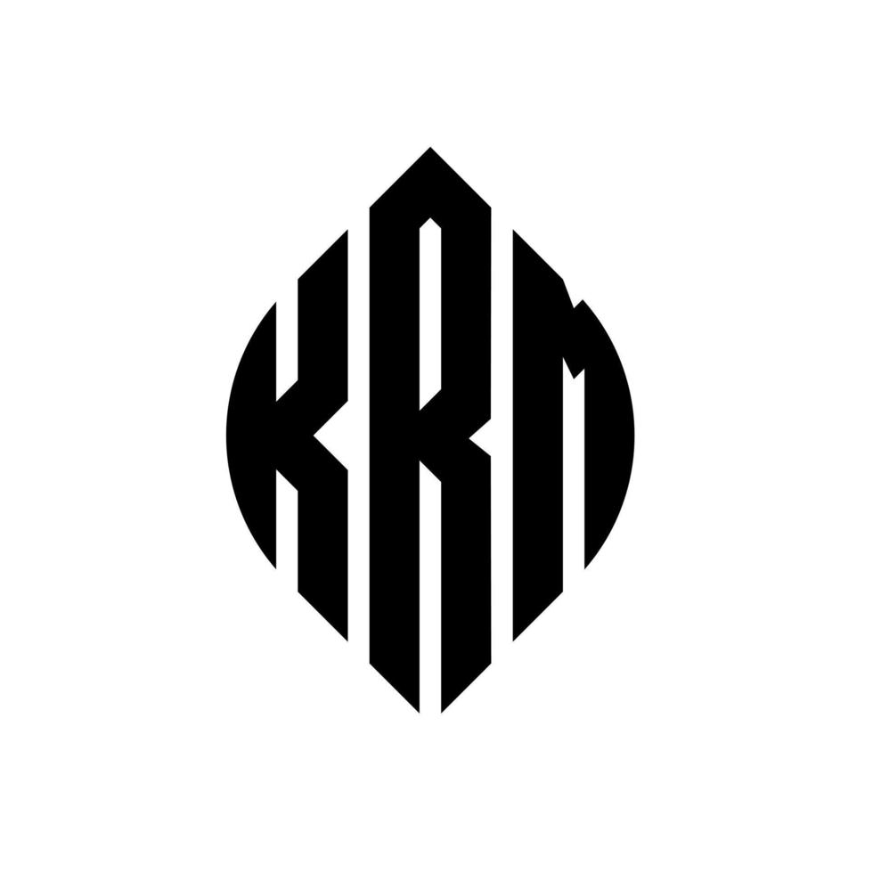 diseño de logotipo de letra de círculo krm con forma de círculo y elipse. krm elipse letras con estilo tipográfico. las tres iniciales forman un logo circular. vector de marca de letra de monograma abstracto del emblema del círculo krm.