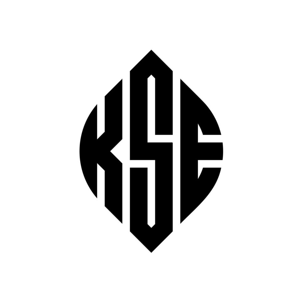 KSE circle letter logo design with circle and ellipse shape. KSE ellipse letters with typographic style. The three initials form a circle logo. KSE Circle Emblem Abstract Monogram Letter Mark Vector. vector