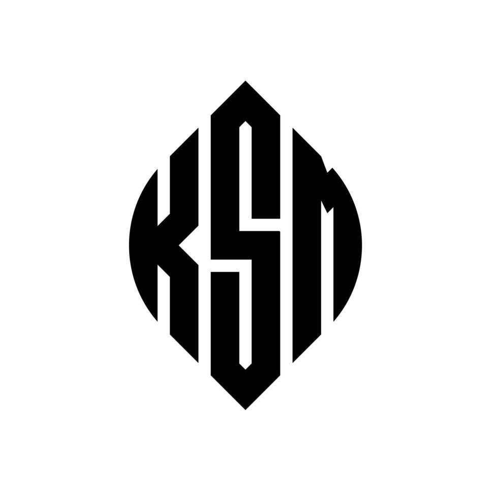 KSM circle letter logo design with circle and ellipse shape. KSM ellipse letters with typographic style. The three initials form a circle logo. KSM Circle Emblem Abstract Monogram Letter Mark Vector. vector