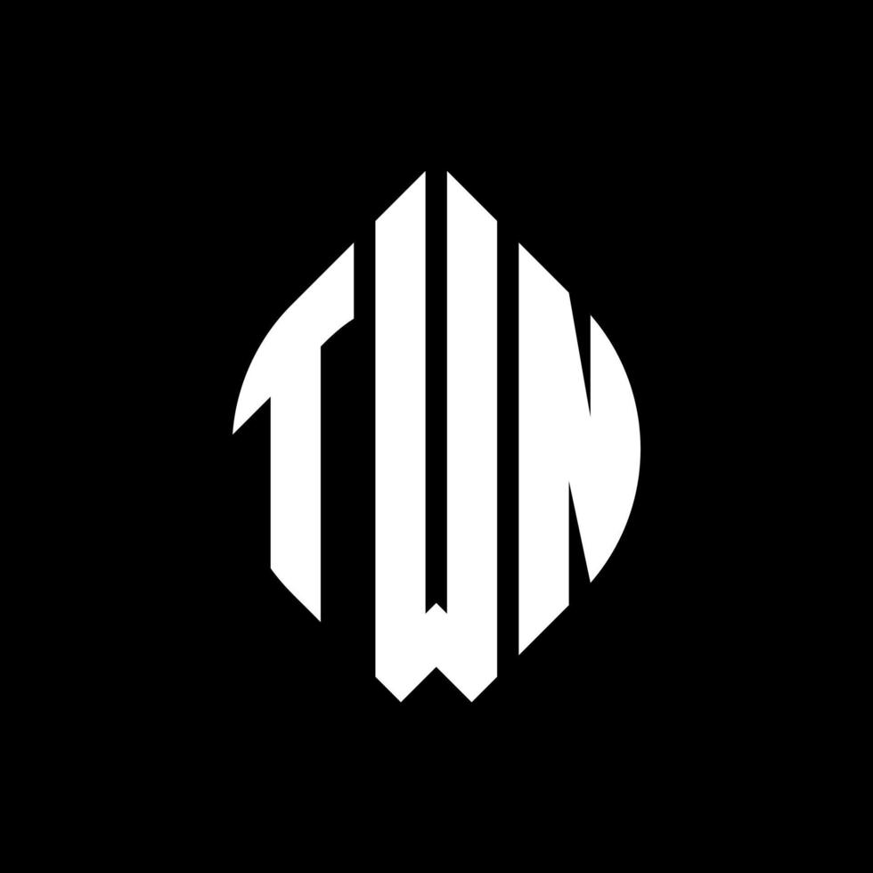 TWN circle letter logo design with circle and ellipse shape. TWN ellipse letters with typographic style. The three initials form a circle logo. TWN Circle Emblem Abstract Monogram Letter Mark Vector. vector