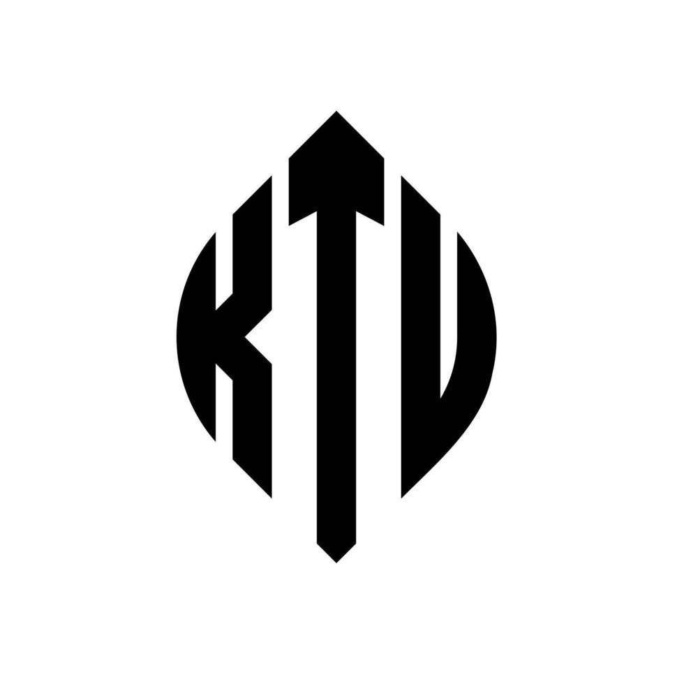diseño de logotipo de letra de círculo ktu con forma de círculo y elipse. ktu elipse letras con estilo tipográfico. las tres iniciales forman un logo circular. vector de marca de letra de monograma abstracto del emblema del círculo ktu.
