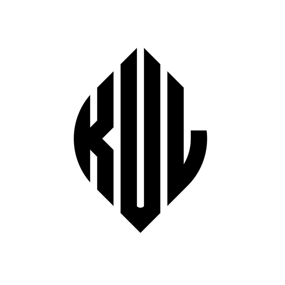 diseño de logotipo de letra de círculo kul con forma de círculo y elipse. kul elipse letras con estilo tipográfico. las tres iniciales forman un logo circular. vector de marca de letra de monograma abstracto del emblema del círculo kul.