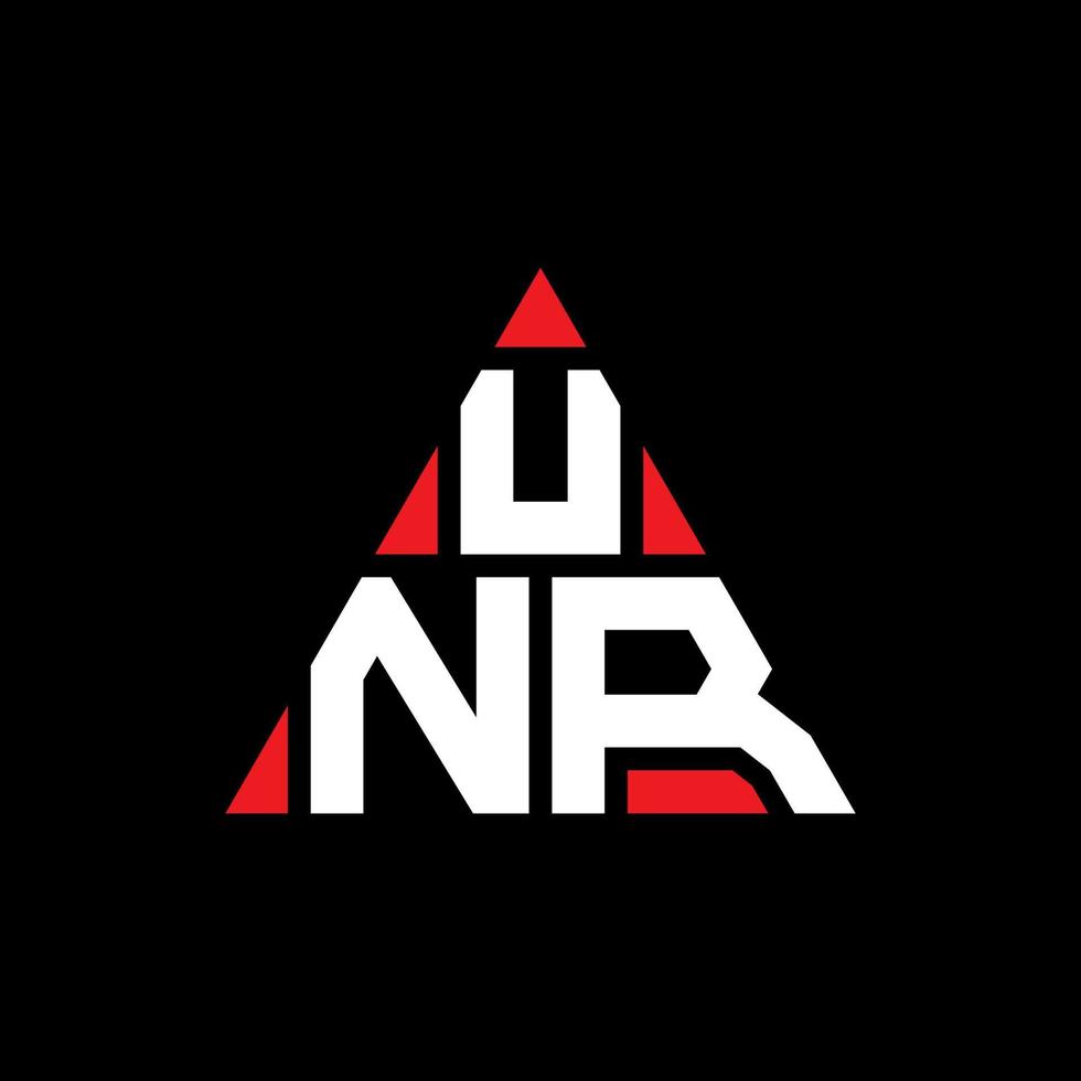 diseño de logotipo de letra de triángulo unr con forma de triángulo. monograma de diseño de logotipo de triángulo unr. plantilla de logotipo de vector de triángulo unr con color rojo. logotipo triangular unr logotipo simple, elegante y lujoso.