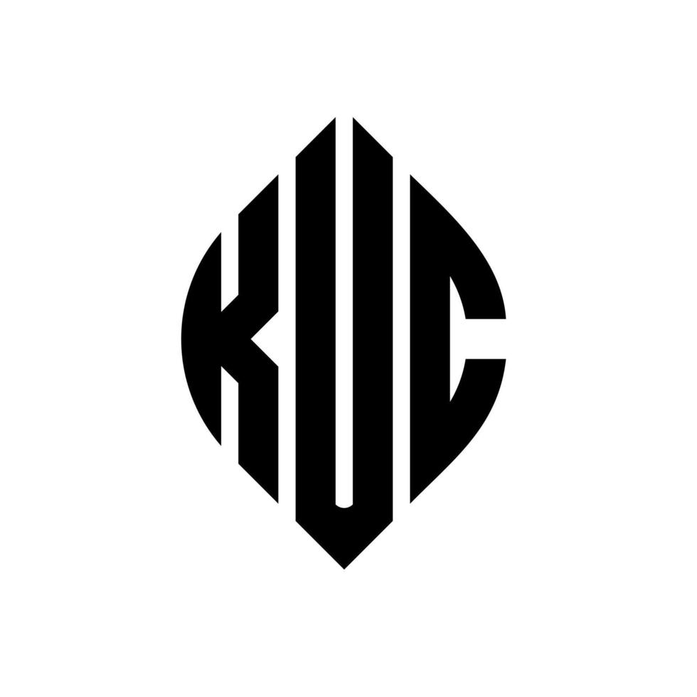 diseño de logotipo de letra de círculo kuc con forma de círculo y elipse. letras elipses kuc con estilo tipográfico. las tres iniciales forman un logo circular. vector de marca de letra de monograma abstracto del emblema del círculo kuc.