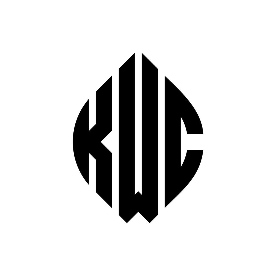 KWC circle letter logo design with circle and ellipse shape. KWC ellipse letters with typographic style. The three initials form a circle logo. KWC Circle Emblem Abstract Monogram Letter Mark Vector. vector