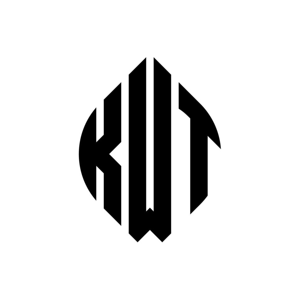 diseño de logotipo de letra de círculo kwt con forma de círculo y elipse. kwt elipse letras con estilo tipográfico. las tres iniciales forman un logo circular. vector de marca de letra de monograma abstracto del emblema del círculo kwt.