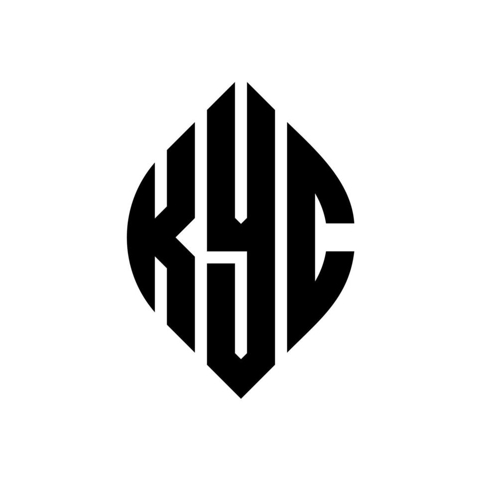 diseño de logotipo de letra de círculo kyc con forma de círculo y elipse. letras elipses kyc con estilo tipográfico. las tres iniciales forman un logo circular. vector de marca de letra de monograma abstracto del emblema del círculo kyc.