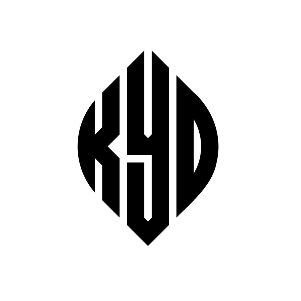 diseño del logotipo de la letra del círculo kyo con forma de círculo y elipse. letras de elipse kyo con estilo tipográfico. las tres iniciales forman un logo circular. vector de marca de letra de monograma abstracto del emblema del círculo de kyo.