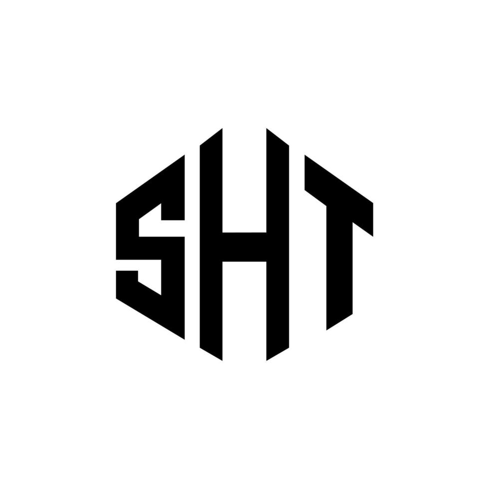 diseño de logotipo de letra sht con forma de polígono. diseño de logotipo en forma de cubo y polígono sht. sht hexágono vector logo plantilla colores blanco y negro. monograma sht, logo de negocios y bienes raíces.