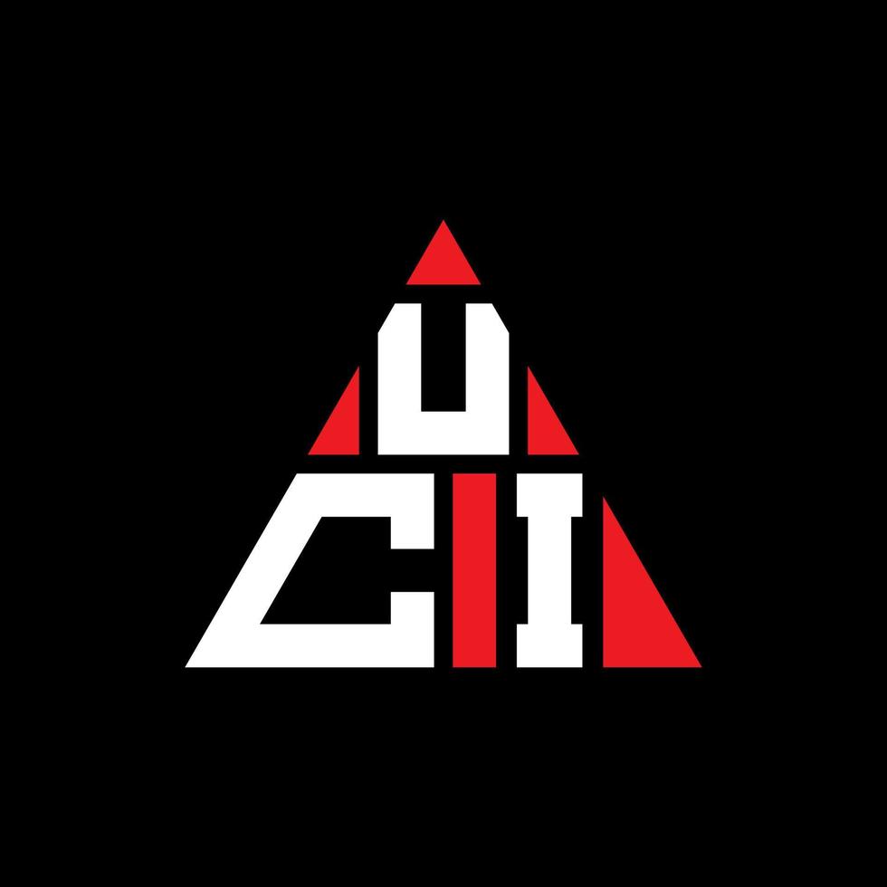 diseño de logotipo de letra triangular uci con forma de triángulo. monograma de diseño del logotipo del triángulo uci. plantilla de logotipo de vector de triángulo uci con color rojo. logotipo triangular uci logotipo simple, elegante y lujoso.