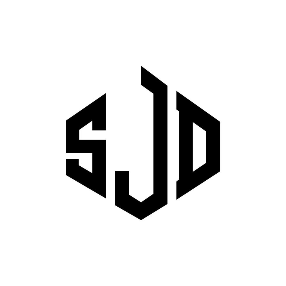 SJD letter logo design with polygon shape. SJD polygon and cube shape logo design. SJD hexagon vector logo template white and black colors. SJD monogram, business and real estate logo.
