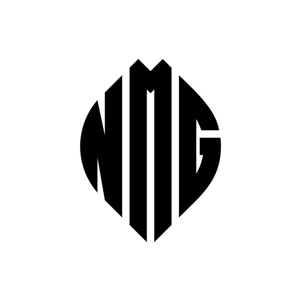 NMG circle letter logo design with circle and ellipse shape. NMG ellipse letters with typographic style. The three initials form a circle logo. NMG Circle Emblem Abstract Monogram Letter Mark Vector. vector