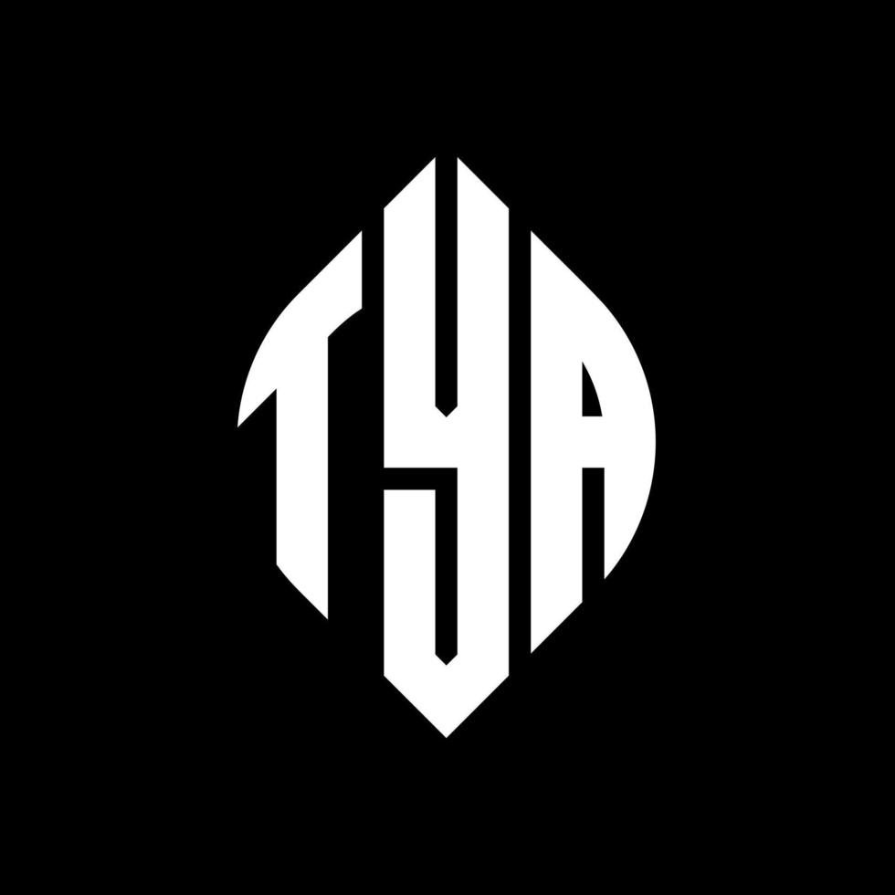 TYA circle letter logo design with circle and ellipse shape. TYA ellipse letters with typographic style. The three initials form a circle logo. TYA Circle Emblem Abstract Monogram Letter Mark Vector. vector