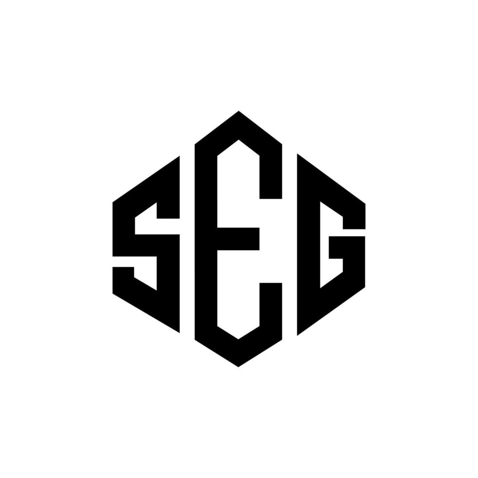SEG letter logo design with polygon shape. SEG polygon and cube shape logo design. SEG hexagon vector logo template white and black colors. SEG monogram, business and real estate logo.