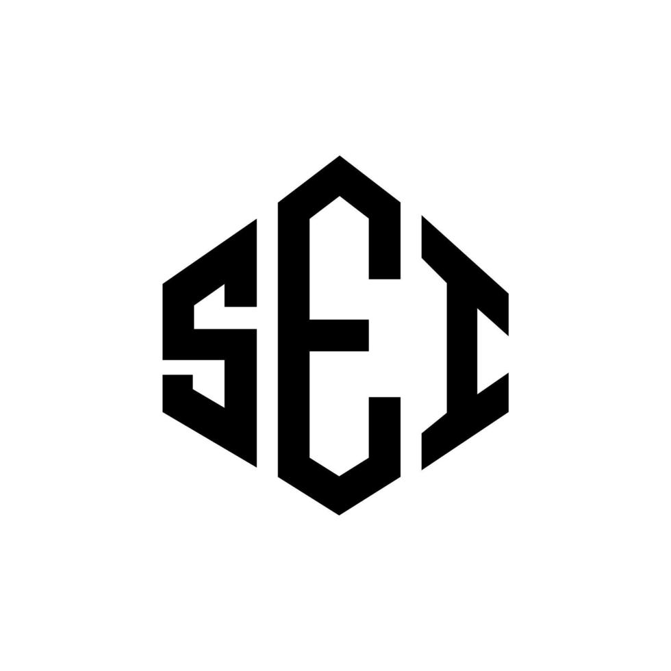 SEI letter logo design with polygon shape. SEI polygon and cube shape logo design. SEI hexagon vector logo template white and black colors. SEI monogram, business and real estate logo.