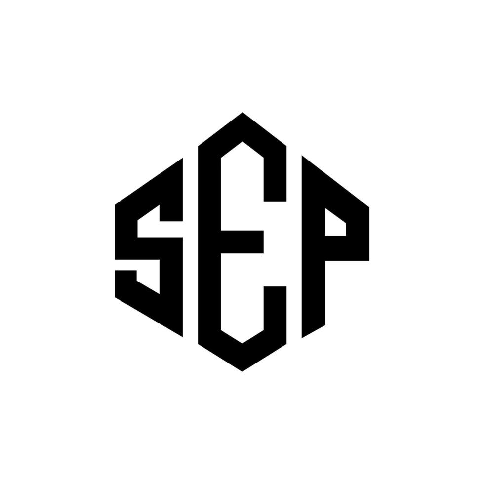 diseño de logotipo de letra sep con forma de polígono. sep polígono y diseño de logotipo en forma de cubo. sep hexágono vector logo plantilla colores blanco y negro. sep monograma, logotipo empresarial y inmobiliario.