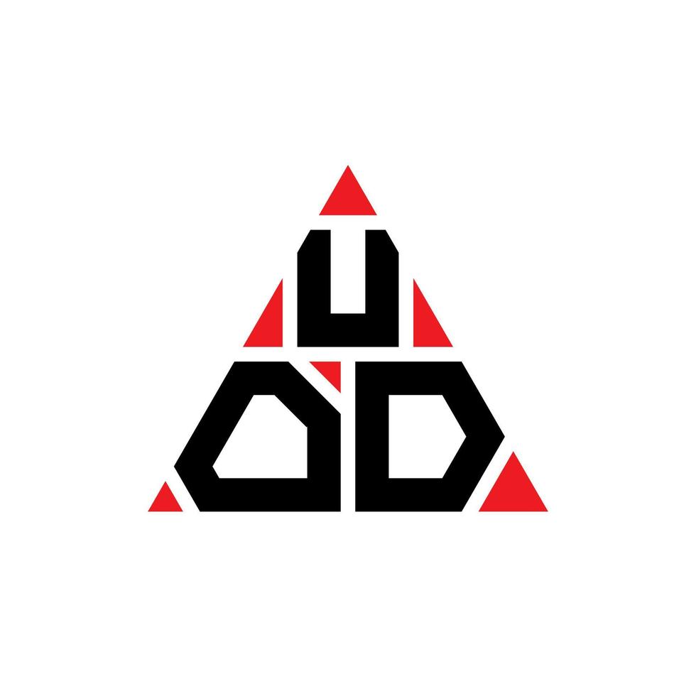 diseño de logotipo de letra triangular uod con forma de triángulo. monograma de diseño de logotipo de triángulo uod. plantilla de logotipo de vector de triángulo uod con color rojo. logotipo triangular uod logotipo simple, elegante y lujoso.